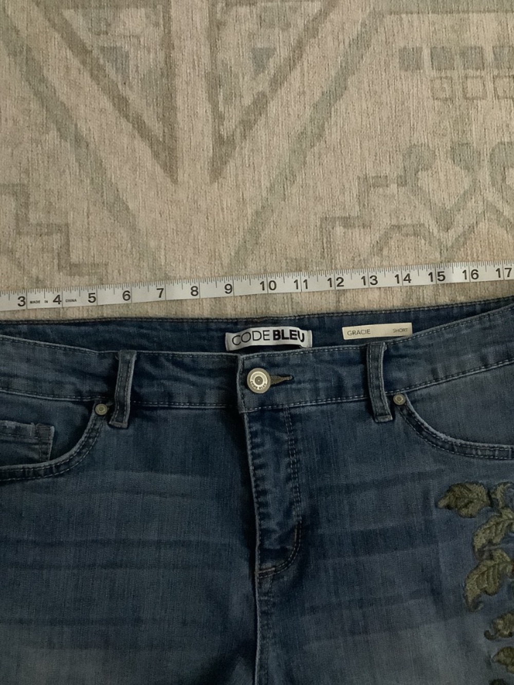 Code Bleu Embroidered Jeans Shorts 16W Gracie Boho - Picture 6 of 9